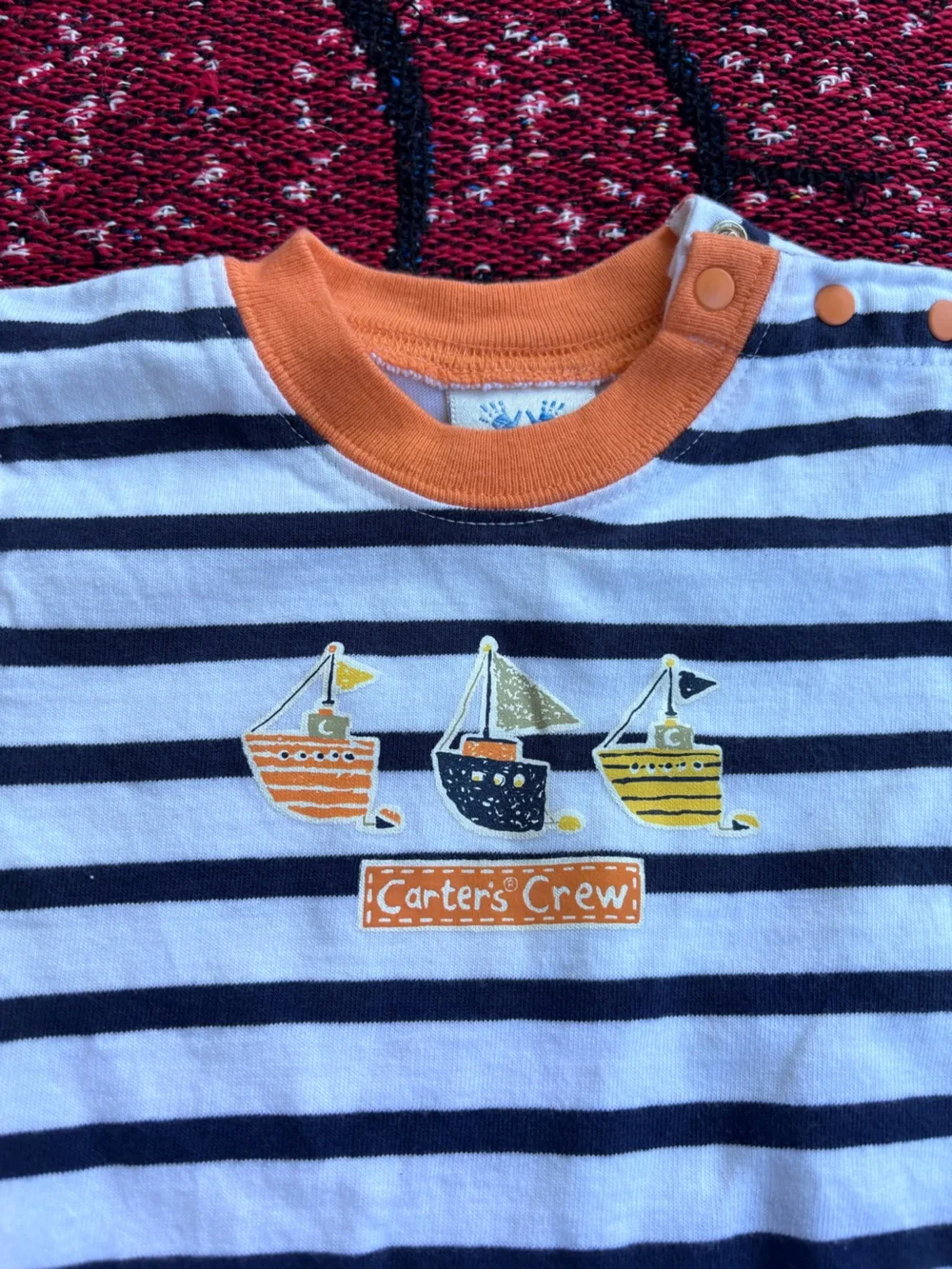 VTG Y2K CARTERS SAILBOAT STRIPED NAUTICAL BABY ONE PIECE OUTFIT SIZE 3/6 MONTHS